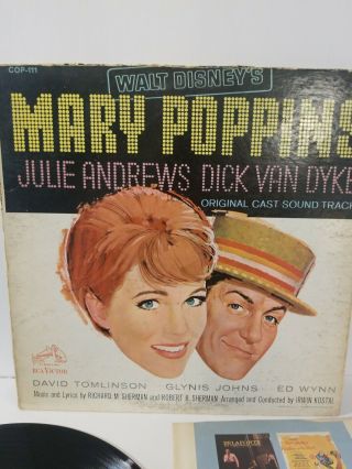 Vintage Walt Disney World Mary Poppins Lp Vinyl Record Julie Andrews Dick Van. 2