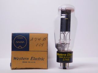 Western Electric 274b Vintage Vacuum Rectifier Tube Good Hanging Filaments Nos