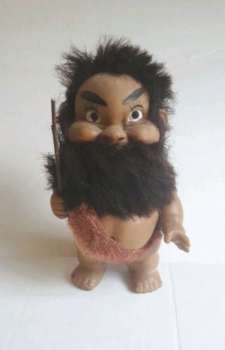 Vintage Jestia Caveman Plastic Doll Troll Hair Beard Made In Japan