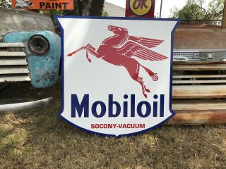 Antique Vintage Old Style Mobil Oil Pegasus Service Station Sign Mobiloil 40”