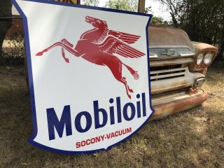 Antique Vintage Old Style Mobil Oil Pegasus Service Station Sign Mobiloil 40” 3
