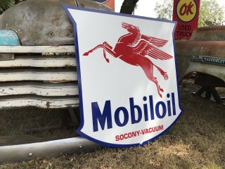 Antique Vintage Old Style Mobil Oil Pegasus Service Station Sign Mobiloil 40” 5