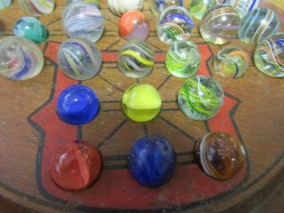 Antique - 33 EARLY GERMAN MARBLES & WOOD GAME BOARD 4
