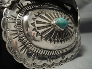 HUGE AND HEAVY VINTAGE NAVAJO HAND TOOLED STERLING SILVER TURQUOISE CONCHO BELT 3
