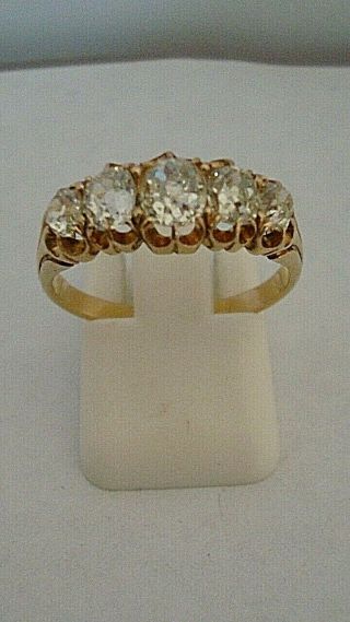 Vintage Victorian 1.  69 Carats 5 Stone Old European Cut Diamond Ring