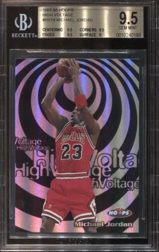 Michael Jordan Bgs 9.  5 1997 - 98 Nba Hoops High Voltage Insert Hv14 Bulls Rare