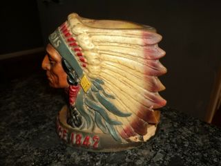 Vintage Composition? IROQUOIS 1842 Beer Foam Scraper Holder Indian Chief Bust 2