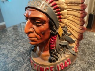 Vintage Composition? IROQUOIS 1842 Beer Foam Scraper Holder Indian Chief Bust 7