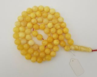 Islamic Prayer Tasbih Bead Natural Amber Baltic 28,  1g Vintage Old White 141.