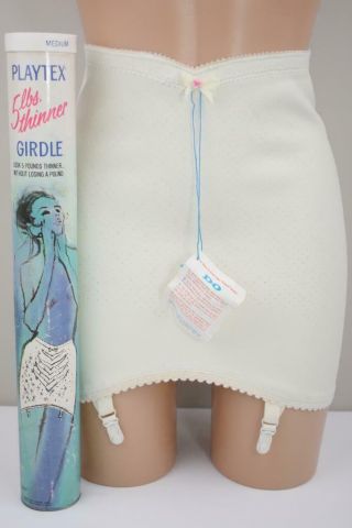 Sassy Vintage Playtex 5 Lbs Thinner Ob Girdle W/4 Garters Nos Tube/tags Size Med