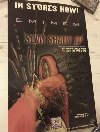 Eminem Signed Slim Shady EP Poster Infinite Promotional Rare 1997 1998 2