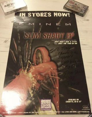 Eminem Signed Slim Shady EP Poster Infinite Promotional Rare 1997 1998 4