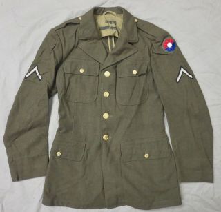 Ww2 Vintage Us Army Uniform Jacket With Fancy Sewn 9th Infantry Division Patch