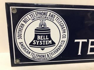 Vintage Porcelain Southern Bell System American Bell Public Inc Telephone Sign