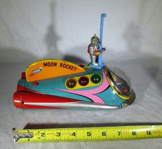 Vintage Modern Toys Tm Japan " Moon Rocket " Battery Op.  Tin Litho Toy