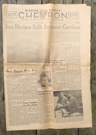 USMC Chevron WWII Newspapers 3 Editions World War II Iwo Jima San Diego Marines 4