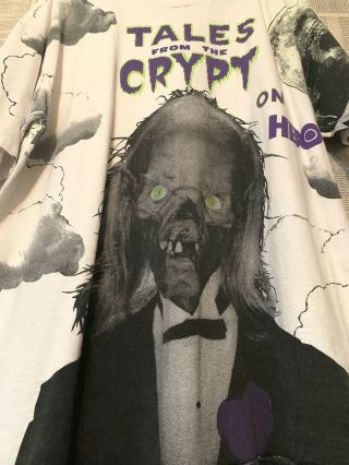 Vtg 90s Tales From The Crypt All Over Print HBO Series T - shirt 2