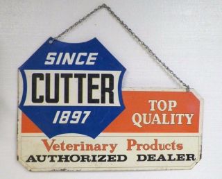 Vintage 2 Sided Hanging Metal Sign Cutter Top Quality Veterinary Products 28 "