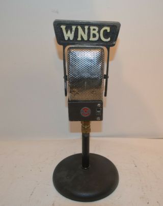 VINTAGE RCA 74B JUNIOR VELOCITY MICROPHONE WITH WNBC FLAG FROM STATION 12