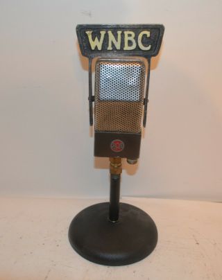 Vintage Rca 74b Junior Velocity Microphone With Wnbc Flag From Station