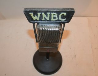 VINTAGE RCA 74B JUNIOR VELOCITY MICROPHONE WITH WNBC FLAG FROM STATION 2