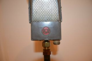 VINTAGE RCA 74B JUNIOR VELOCITY MICROPHONE WITH WNBC FLAG FROM STATION 8