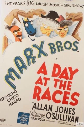A Day At The Races Marx Brothers Vintage Poster Hand Pulled Litho Al Hirschfeld