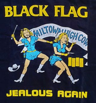 BLACK FLAG Jealous Again 80 ' s VTG Black T - shirt SST Records Rare Punk 2
