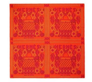 Hermes Scarf Rare Shawl “kelly En Perles” 100 Silk Mousseline Orange 140cm