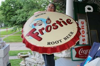 Rare Large Vintage 1950 ' s Frostie Root Beer Soda Pop Gas Station 39 