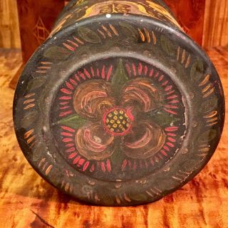 Antique 19th Century Folk Art Painted Tole Ware Canister 6 1/4 