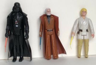 1977 Vintage Star Wars Luke Farmboy Han Solo Obiwan Kenobi Action Figures