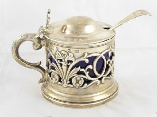 Wonderful Large Antique Victorian Solid Sterling Silver Mustard Pot 1845
