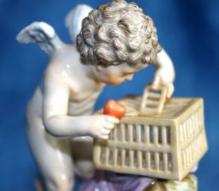Antique Meissen Caged Captured Heart Te Le Captive Cupid Angel Putti Figure
