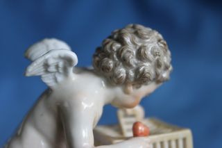 Antique MEISSEN Caged Captured Heart TE LE CAPTIVE Cupid Angel Putti Figure 7