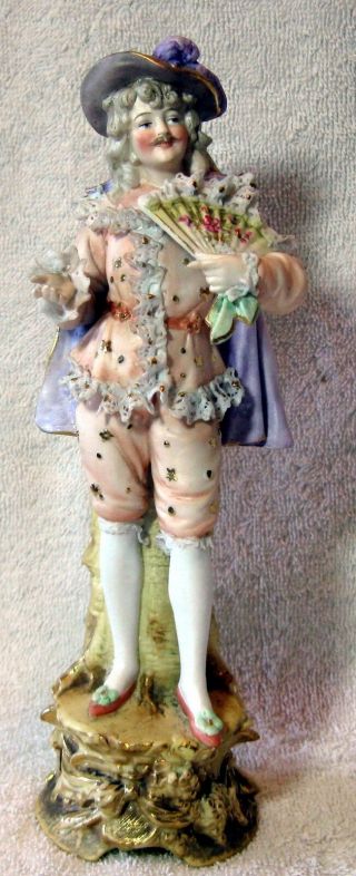 A Antique German Bisque Porcelain Lace Figurine