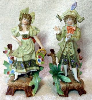 A Set Of Two Antique German Porcelain Figurine Figures