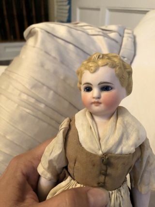 Charming Petite “all Original” 12” Glass Eyed Antique German Parian China Doll