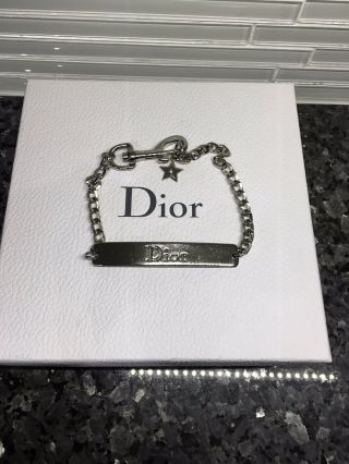 Auth Massive Vintage Christian Dior Logo ID Plate Silver Tone Chain Necklace 5