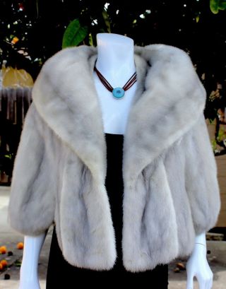 Gray Mink Fur Vintage Stole Wrap Cape Shawl Shrug