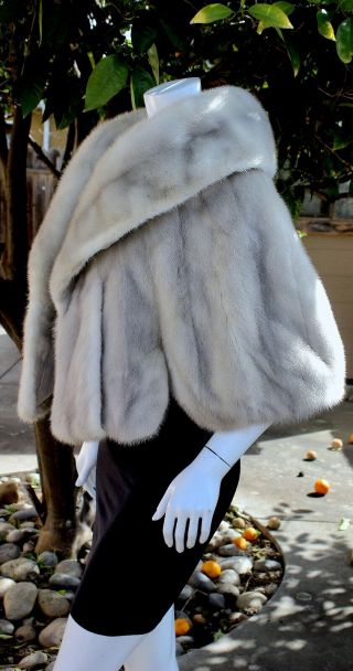 Gray MINK Fur Vintage Stole Wrap Cape Shawl Shrug 6