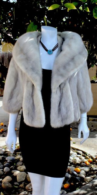 Gray MINK Fur Vintage Stole Wrap Cape Shawl Shrug 8