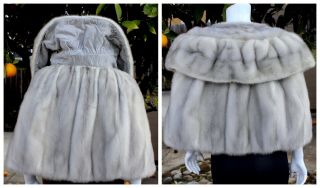 Gray MINK Fur Vintage Stole Wrap Cape Shawl Shrug 9