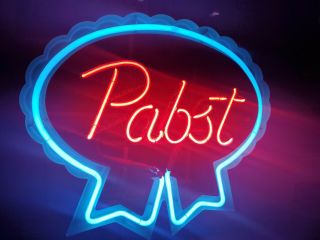 (VTG) 1980s Pabst blue ribbon beer neon light up bar sign game room man cave rare 2