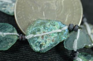 ANCIENT ROMAN GLASS BEADS 1 MEDIUM STRAND AQUA AND GREEN 100 - 200 BC 779 3