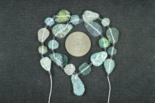 Ancient Roman Glass Beads 1 Medium Strand Aqua And Green 100 - 200 Bc 780