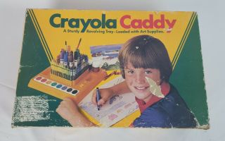 Vintage Crayola Caddy W/ Box Binney & Smith 1980 Revolving Art Tray