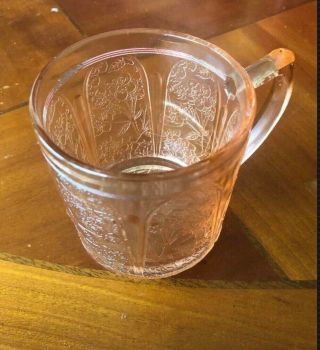 Rare Depression Glass Jeanette Glass Co.  Pink - Cherry Blossom Mug - Flat 7 Oz.