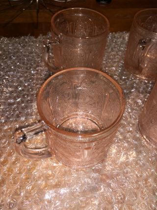 RARE Depression Glass Jeanette Glass Co.  Pink - Cherry Blossom Mug - Flat 7 oz. 6