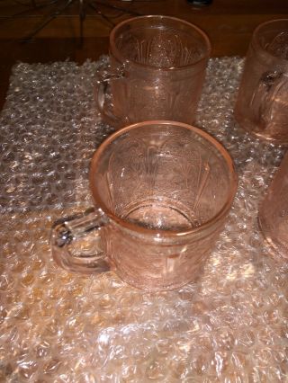 RARE Depression Glass Jeanette Glass Co.  Pink - Cherry Blossom Mug - Flat 7 oz. 7